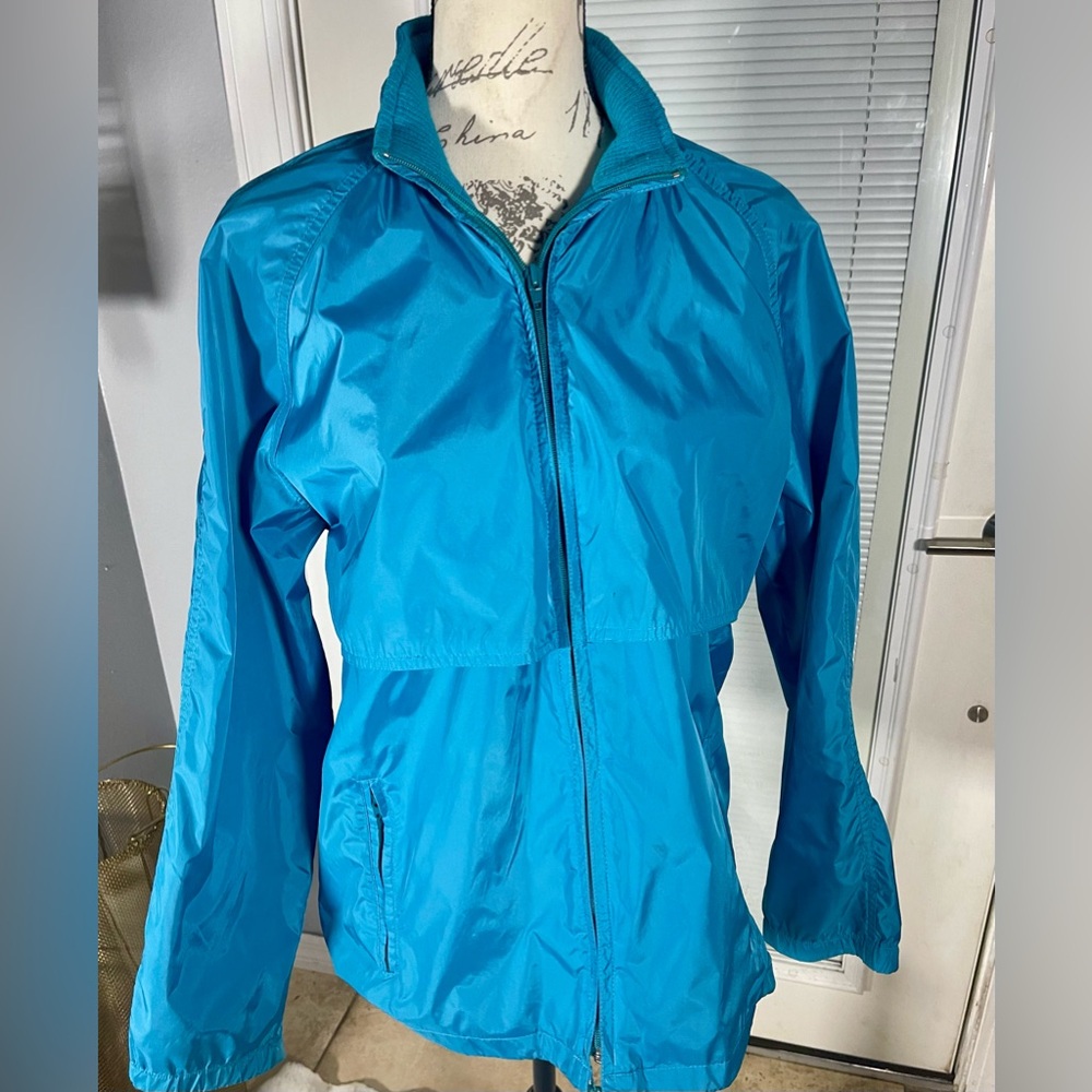 M Vintage 80s Women's‎ Woolrich Teton Jacket Windbreaker Hood Full Zip Aqua